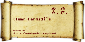 Klemm Hermiás névjegykártya